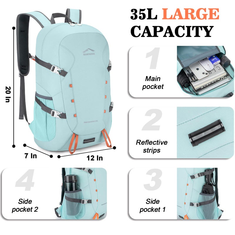BAGPARKK Hiking Backpack Large 35L Travel Backpacks for Men Women Water Resistant Ultra Lightweight Foldable Packable Camping Daypack for Outdoor Sports - Image 3